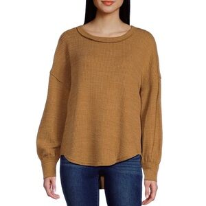 Drop Shoulder Tan Sweater